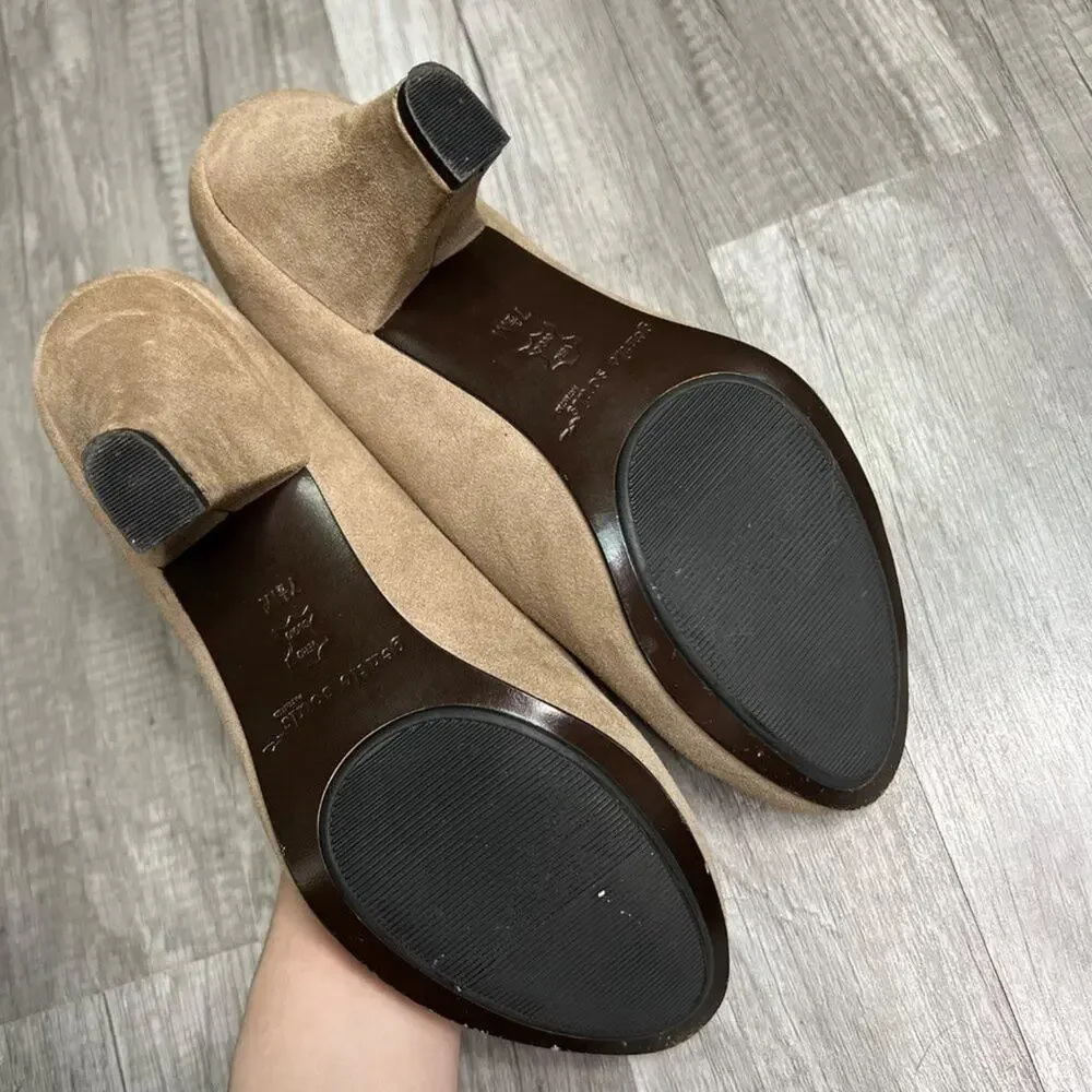 Gentle Souls Remody Suede Peep Toe Pumps Heels Balletcore Reto Fits Like a 7